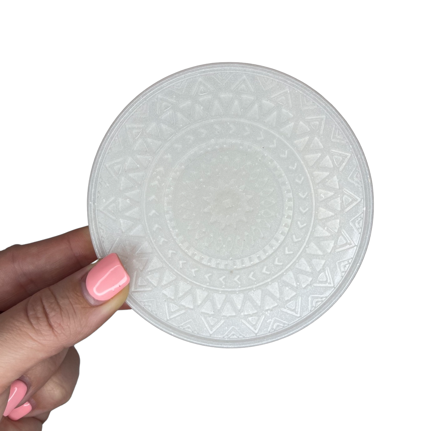 Resin Mandala Coaster Set - Pearl White