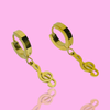 Gold Mini Hoop Musical Note Earrings