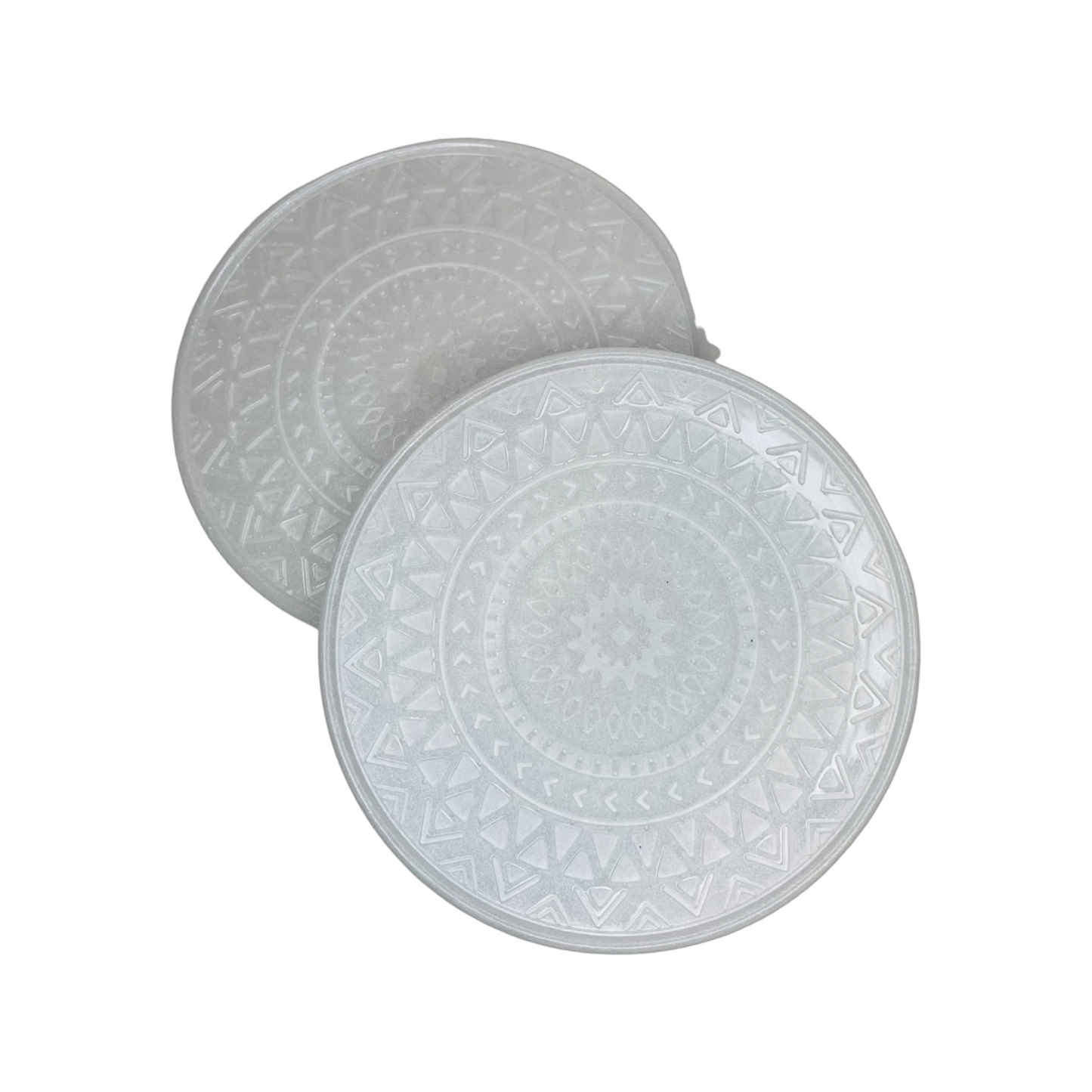 Resin Mandala Coaster Set - Pearl White