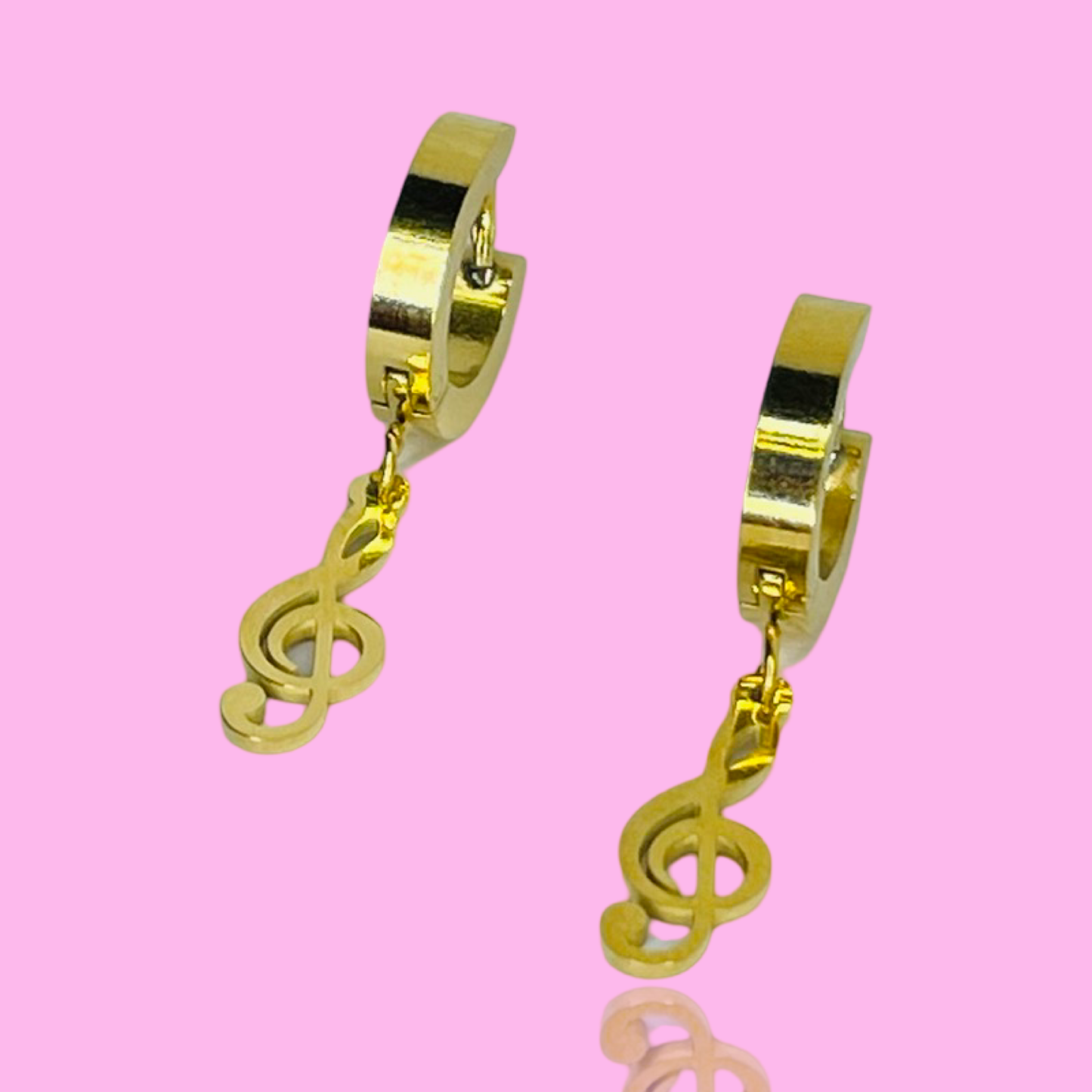 Gold Mini Hoop Musical Note Earrings