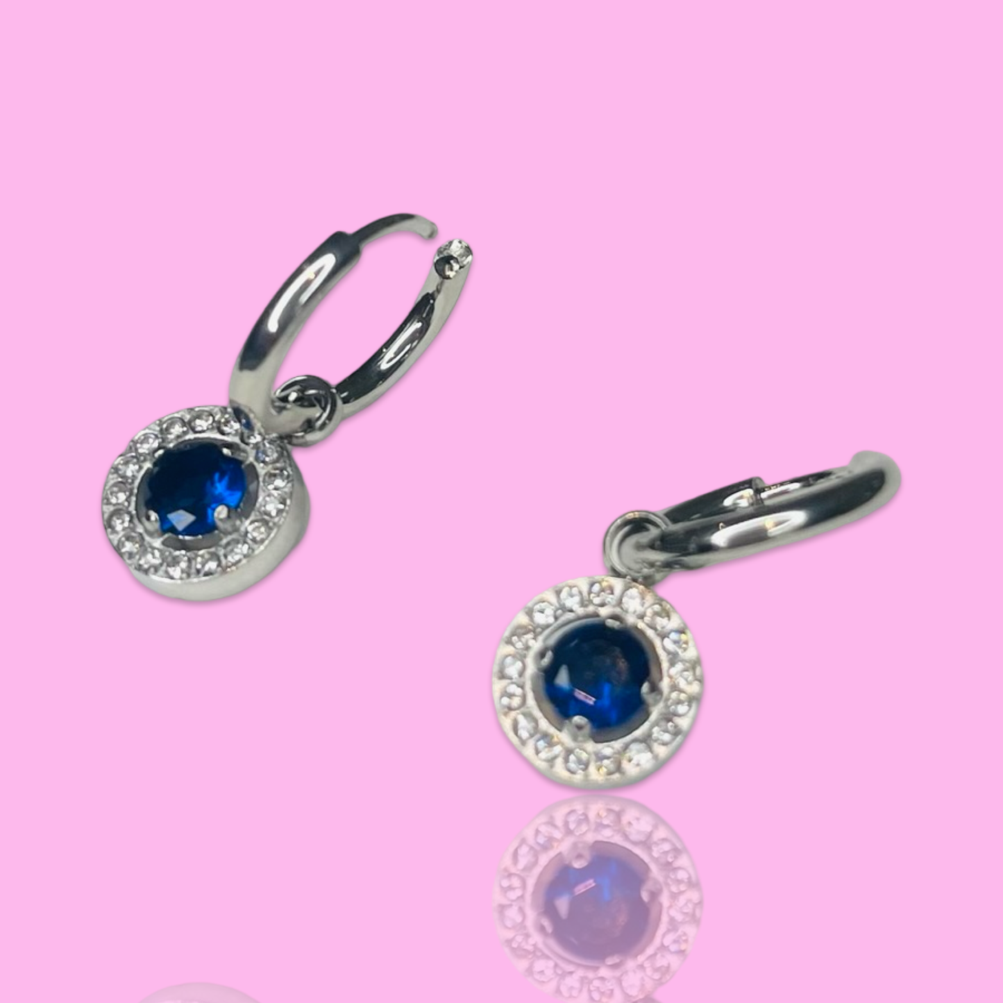 Blue Charm Hoop Earrings