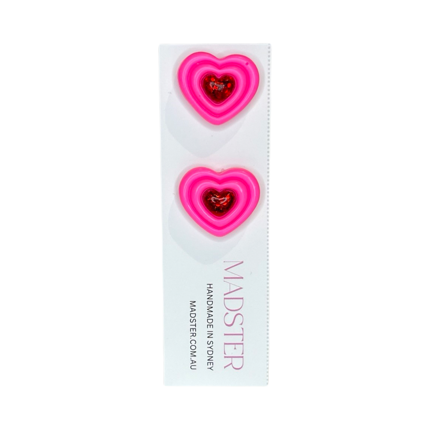 Love Is In The Air Hot Pink Heart Studs 2cm