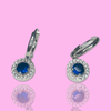 Blue Charm Hoop Earrings