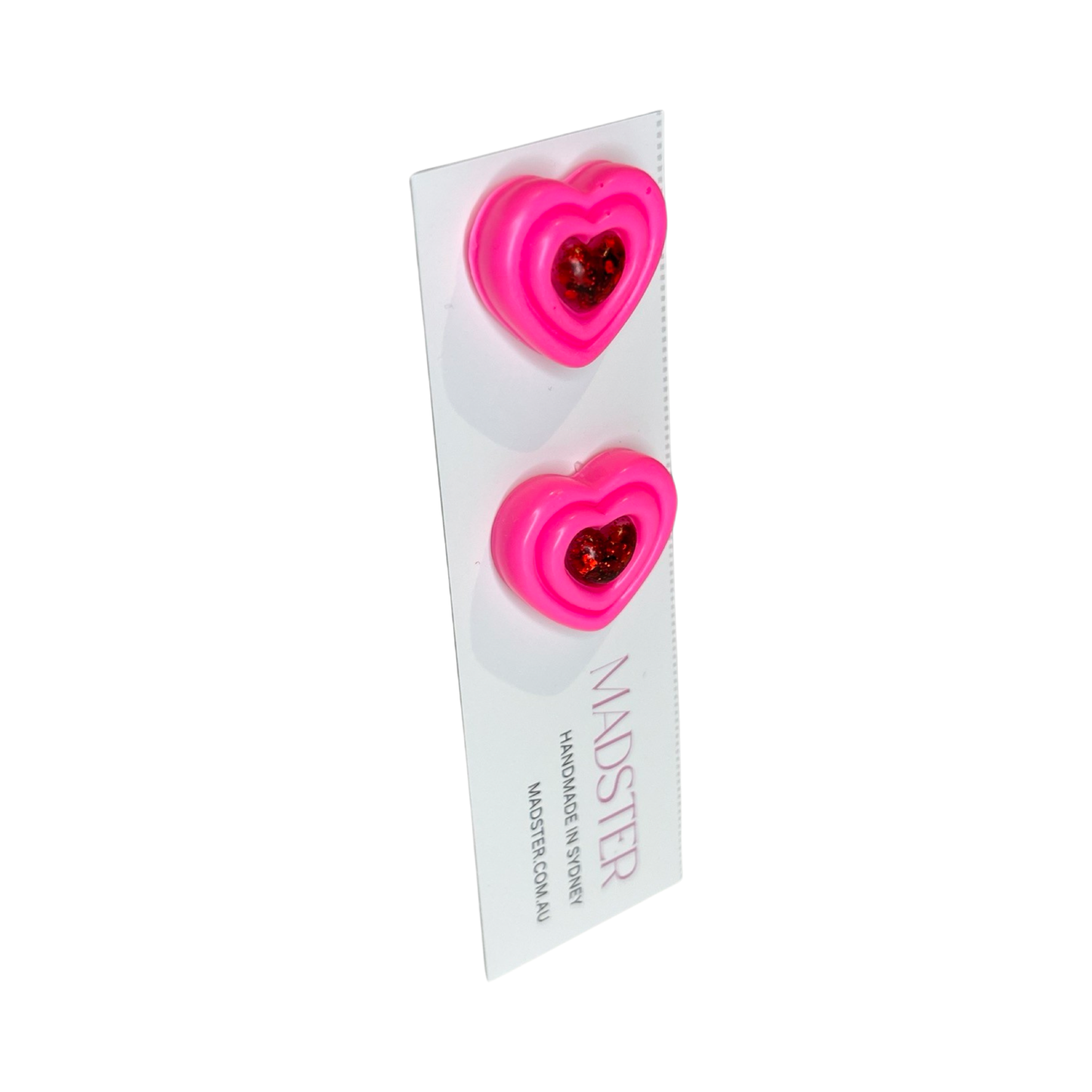 Love Is In The Air Hot Pink Heart Studs 2cm