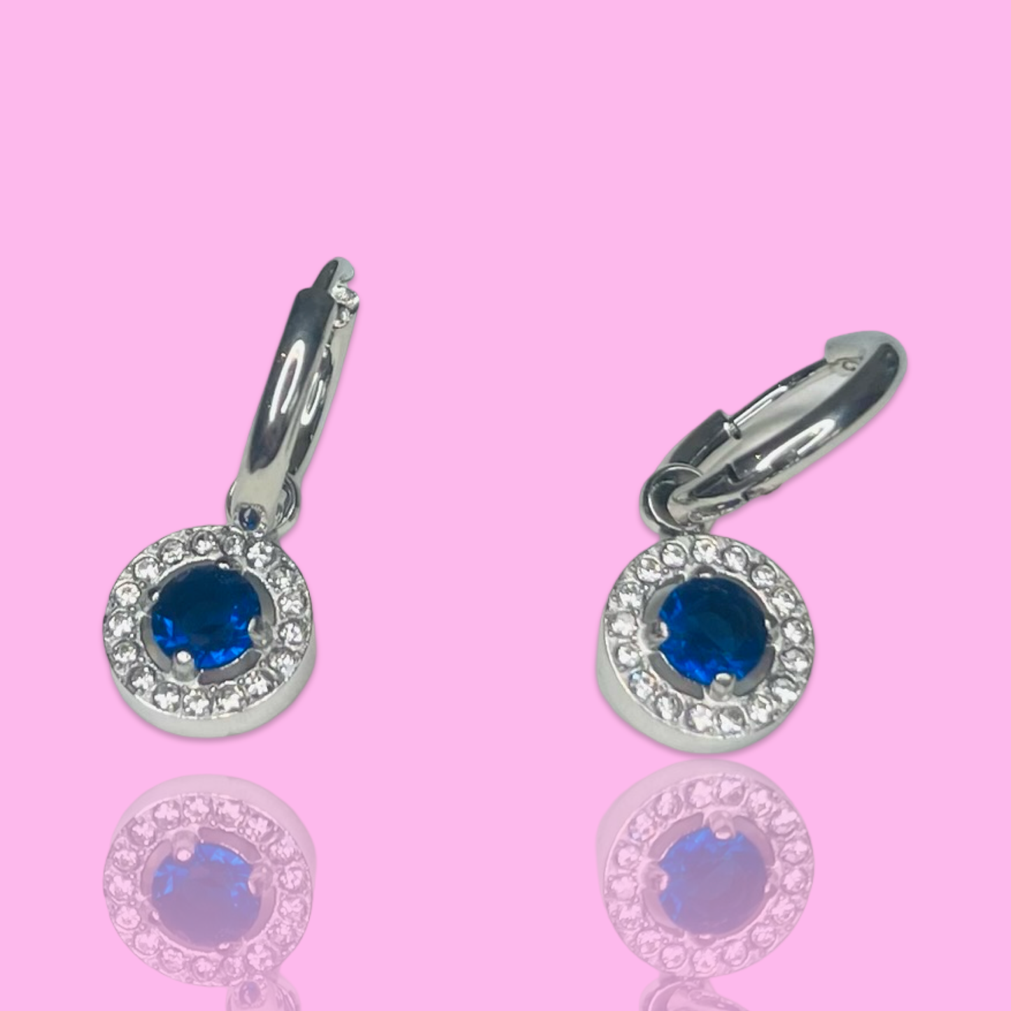 Blue Charm Hoop Earrings