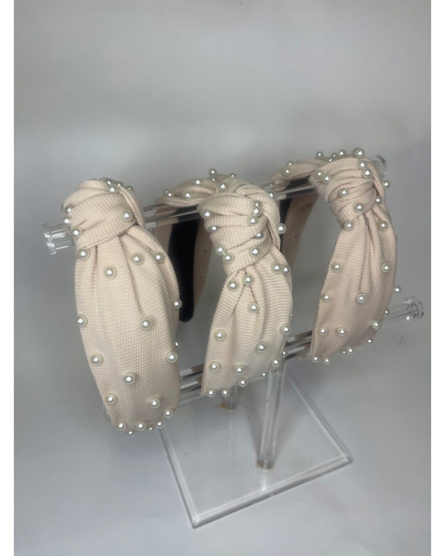 Knotted Pearl Headband - Sand