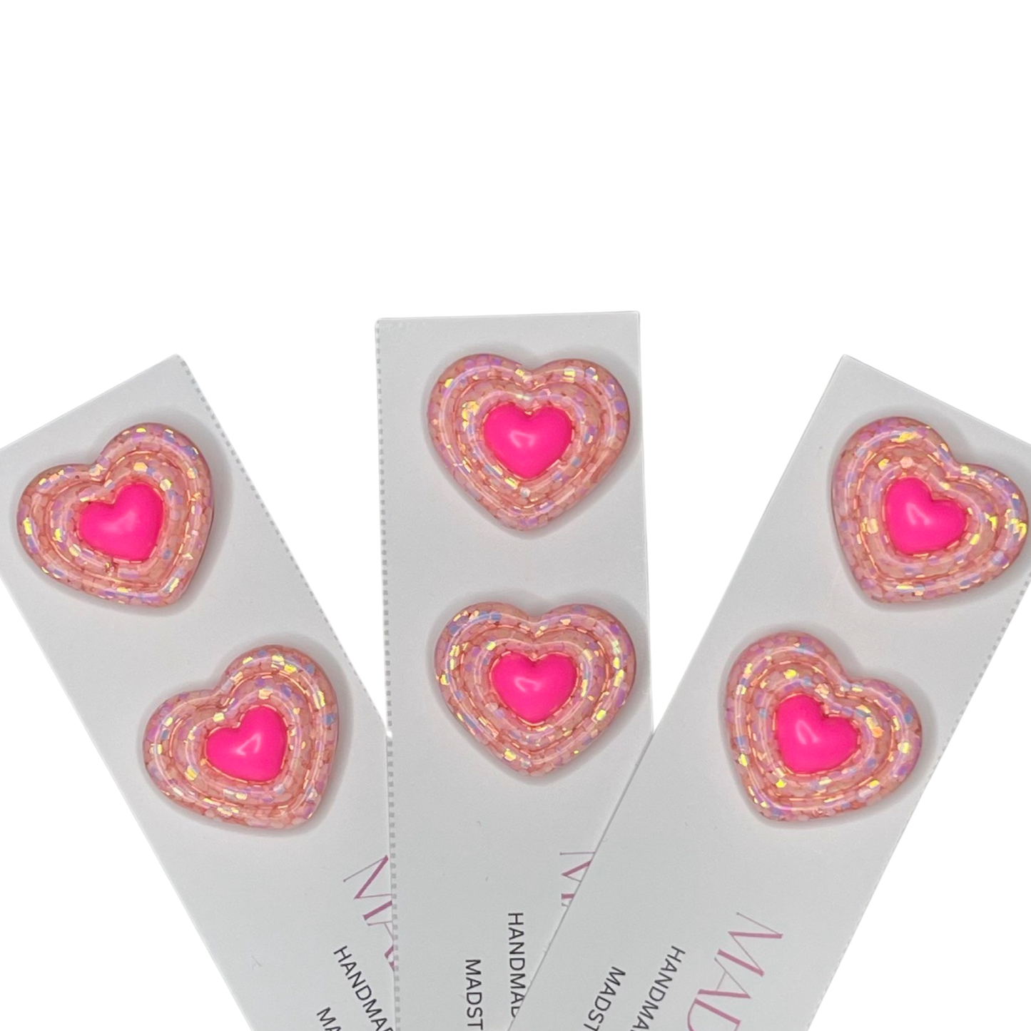 Love Is In The Air Pink Heart Studs 2cm