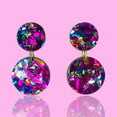 Pink Sparkly Statement Earrings