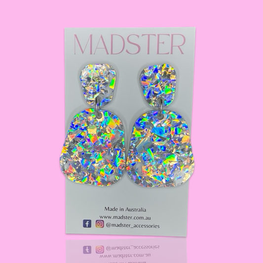 Silver Sparkly Dangle Earrings