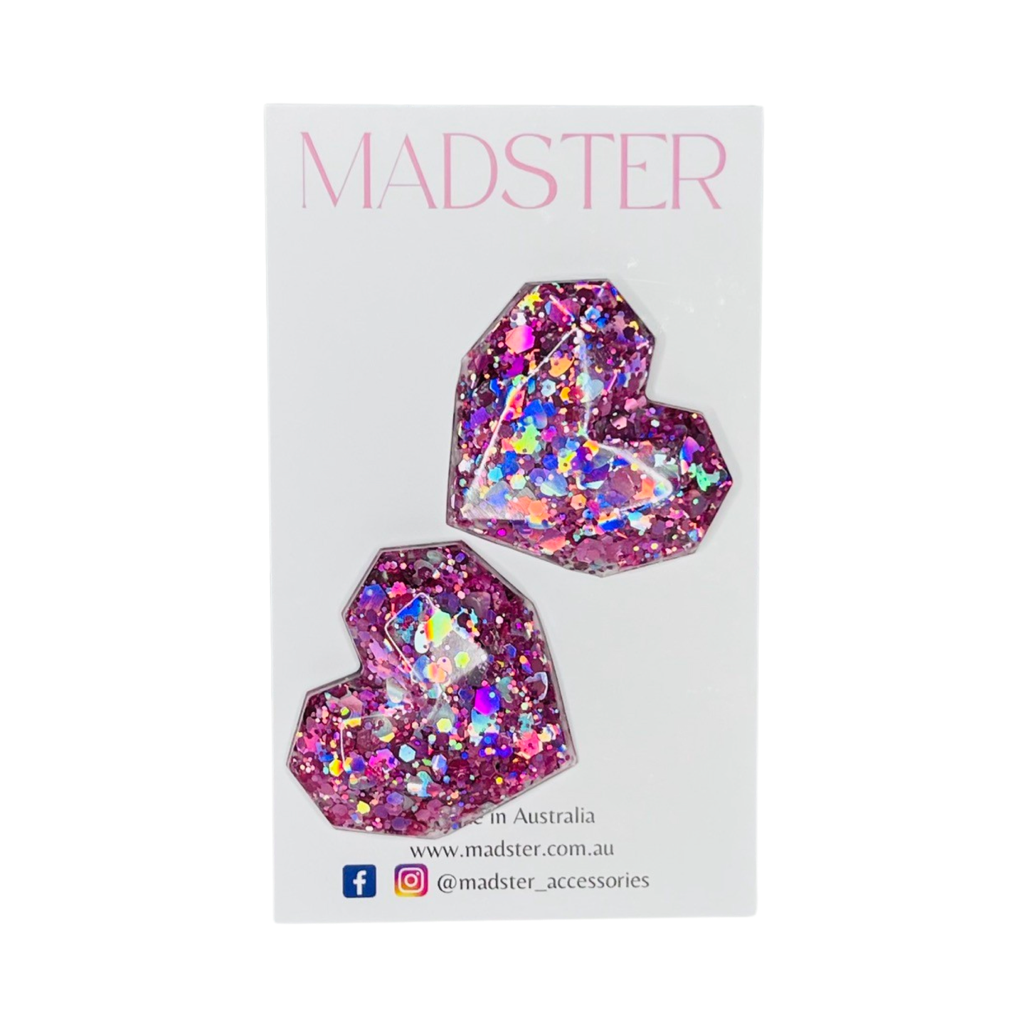 3D Large Heart Studs 35mm