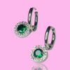 Green Charm Hoop Earrings