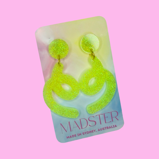 Neon Yellow Loop Dangle Earrings