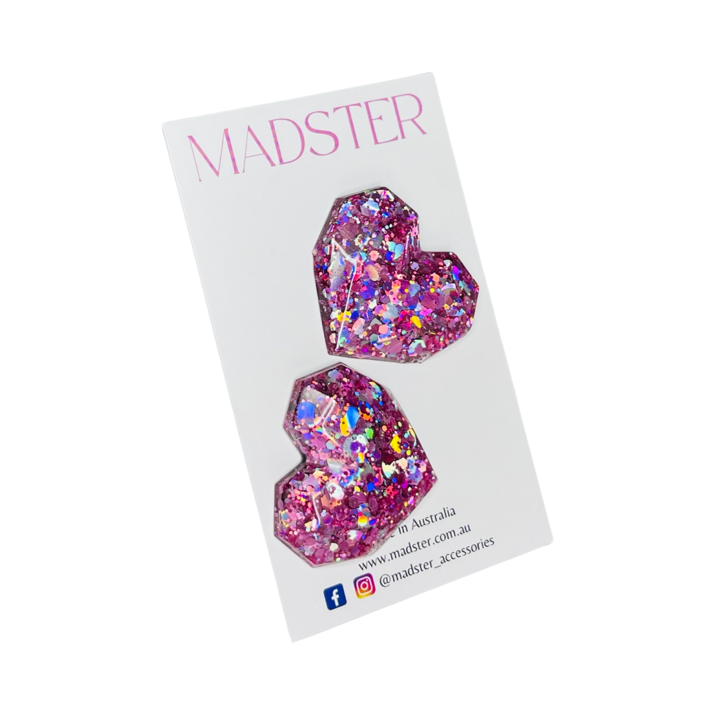 3D Large Heart Studs 35mm