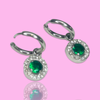 Green Charm Hoop Earrings