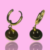 Gold Mini Hoop Smiley Face Earrings