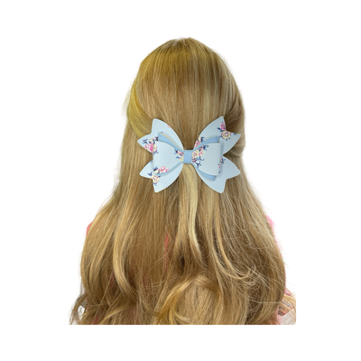 LOLA Floral Blue LARGE Hair Bow