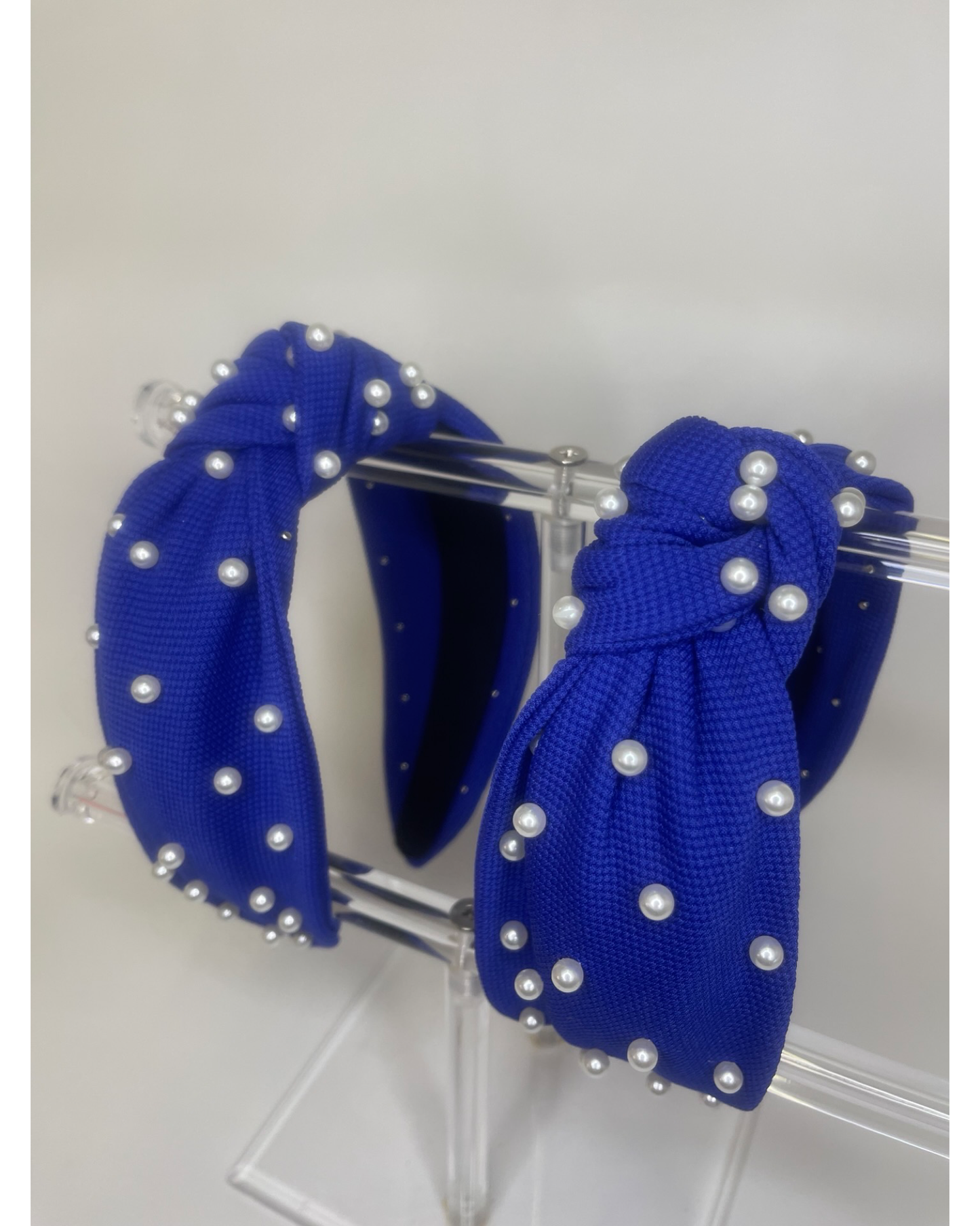 Knotted Pearl Headband - Blue