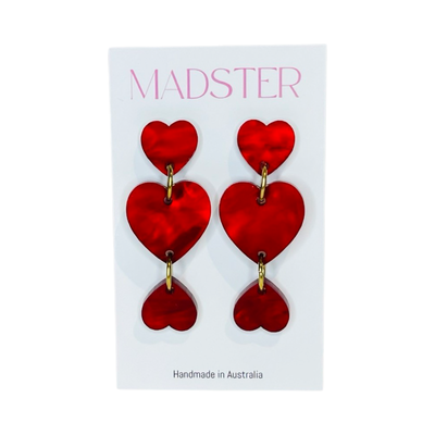 Trio Red Heart Dangles