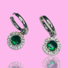 Green Charm Hoop Earrings