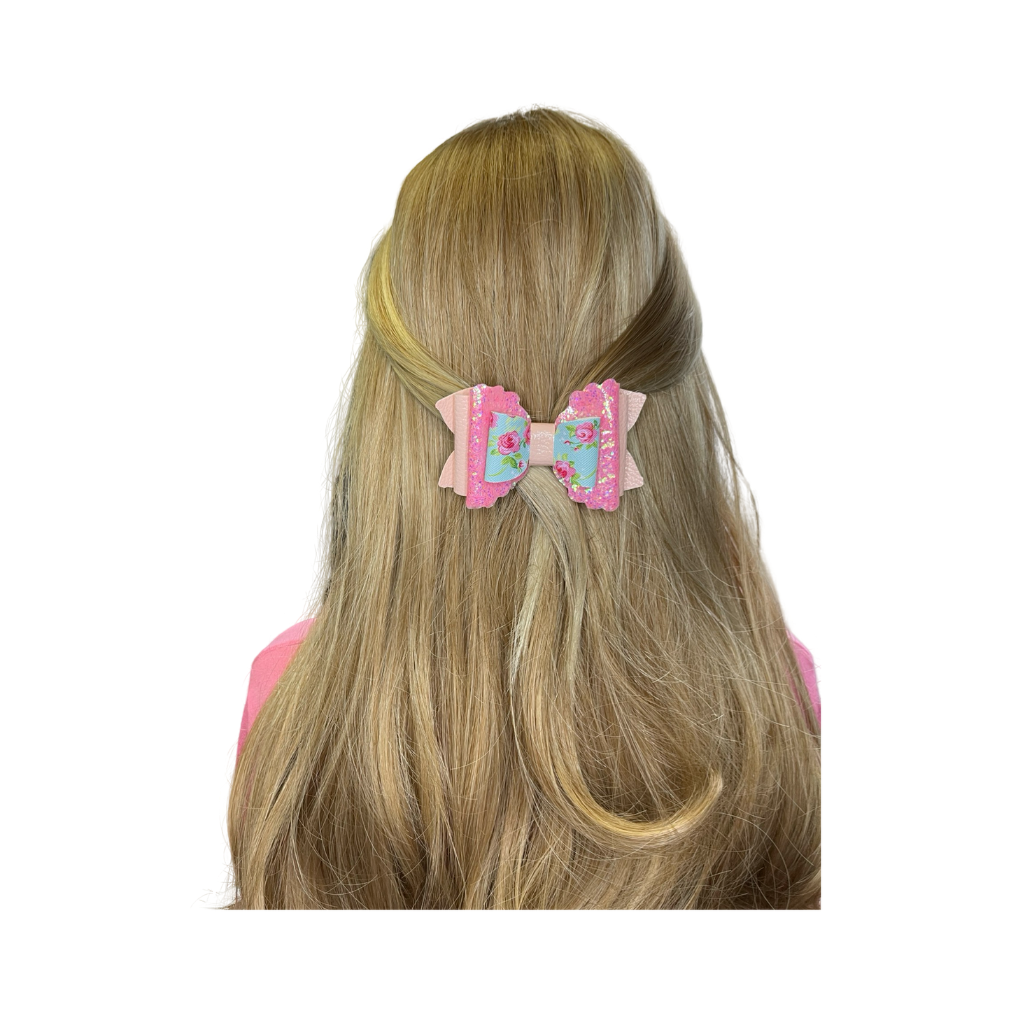 SOPHIA Pink Rose MEDIUM Hair Bow