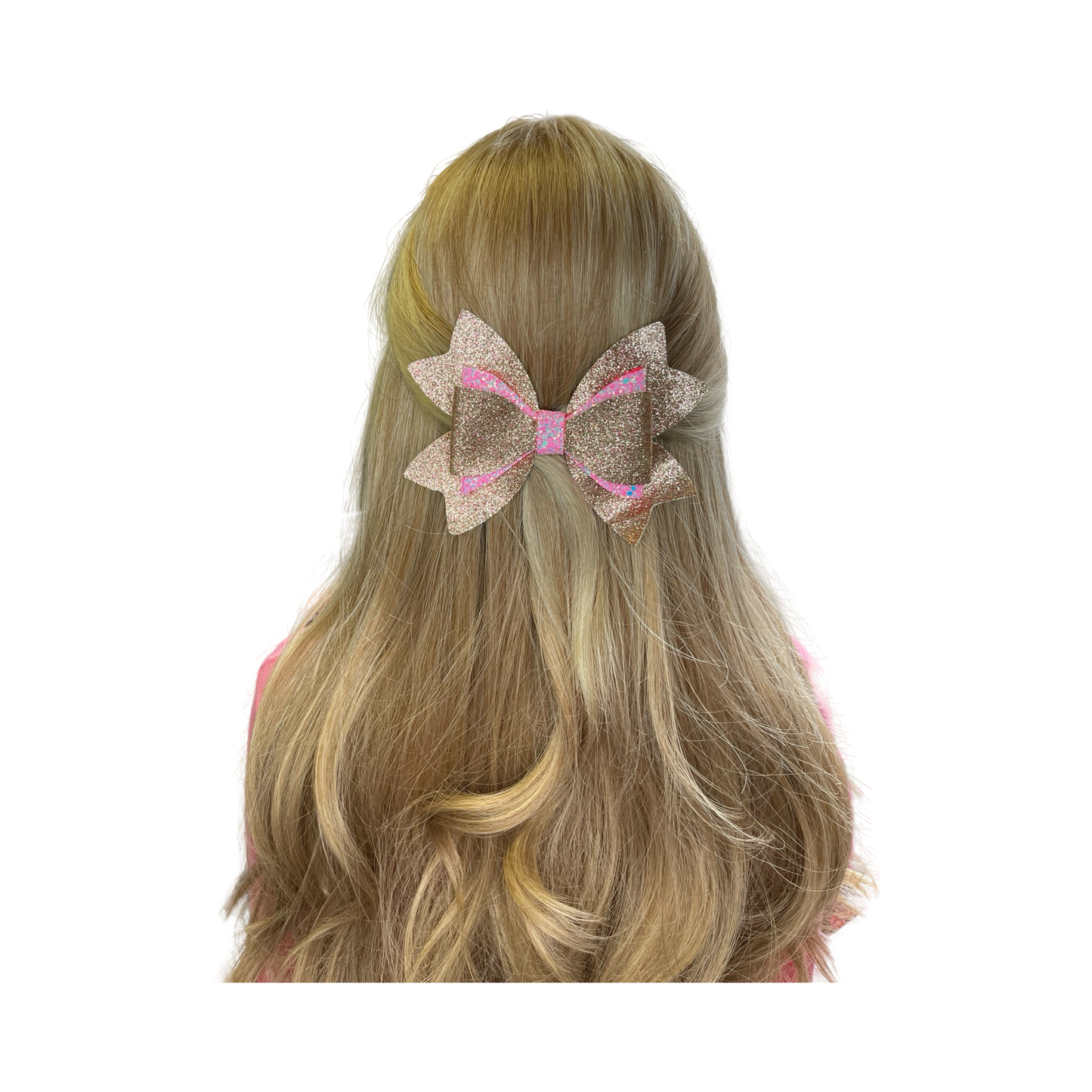 LOLA Gold and Pink LARGE Hair Bow