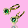 Green Charm Hoop Earrings