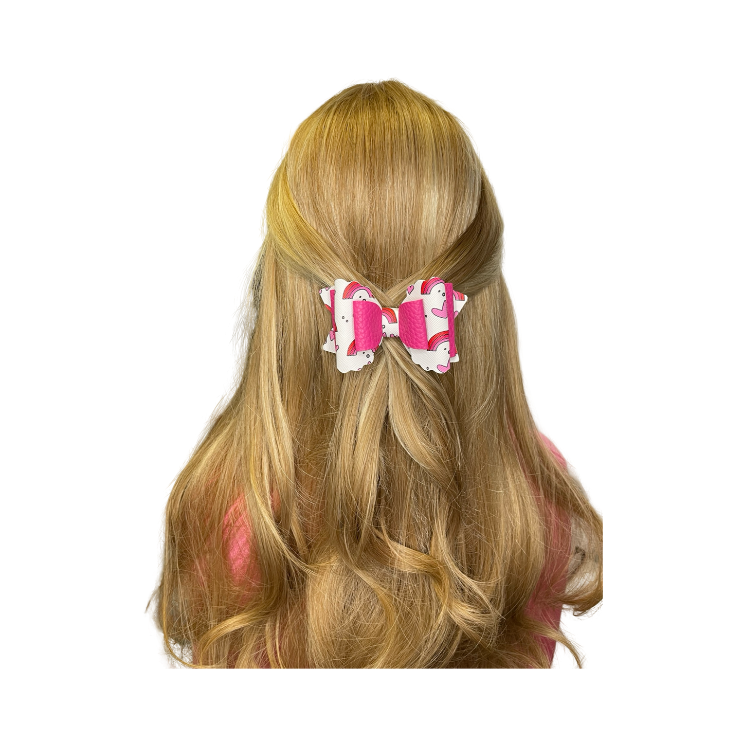 SOPHIA Pink Heart MEDIUM Hair Bow