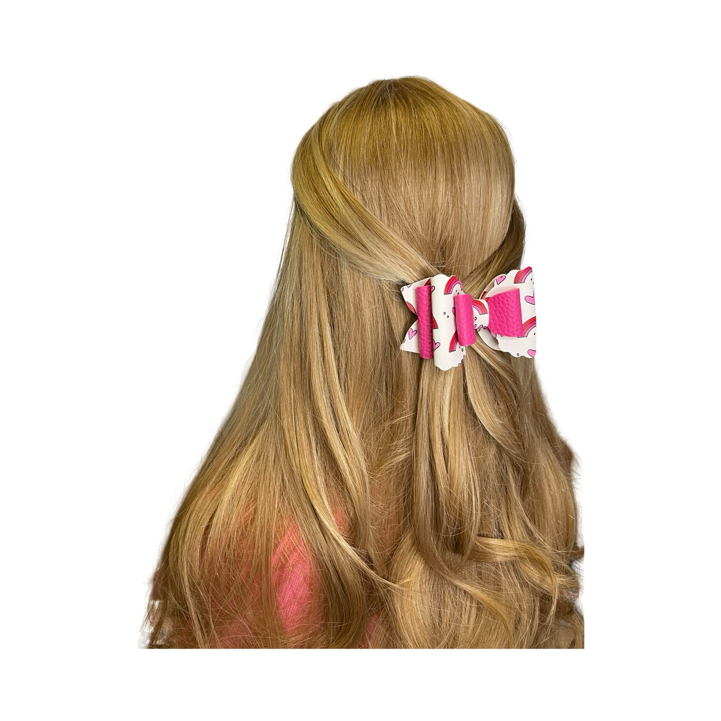 SOPHIA Pink Heart MEDIUM Hair Bow