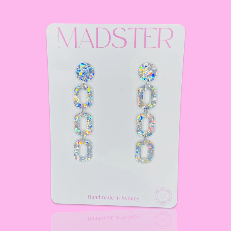 Holographic Silver Chain Dangles