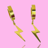 Gold Mini Hoop Lightning Bolt Earrings