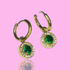 Green Charm Hoop Earrings