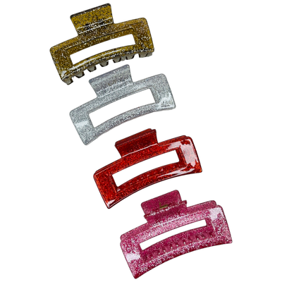 Glitter Rectangle Hair Claw 8cm **Choose Your Colour**