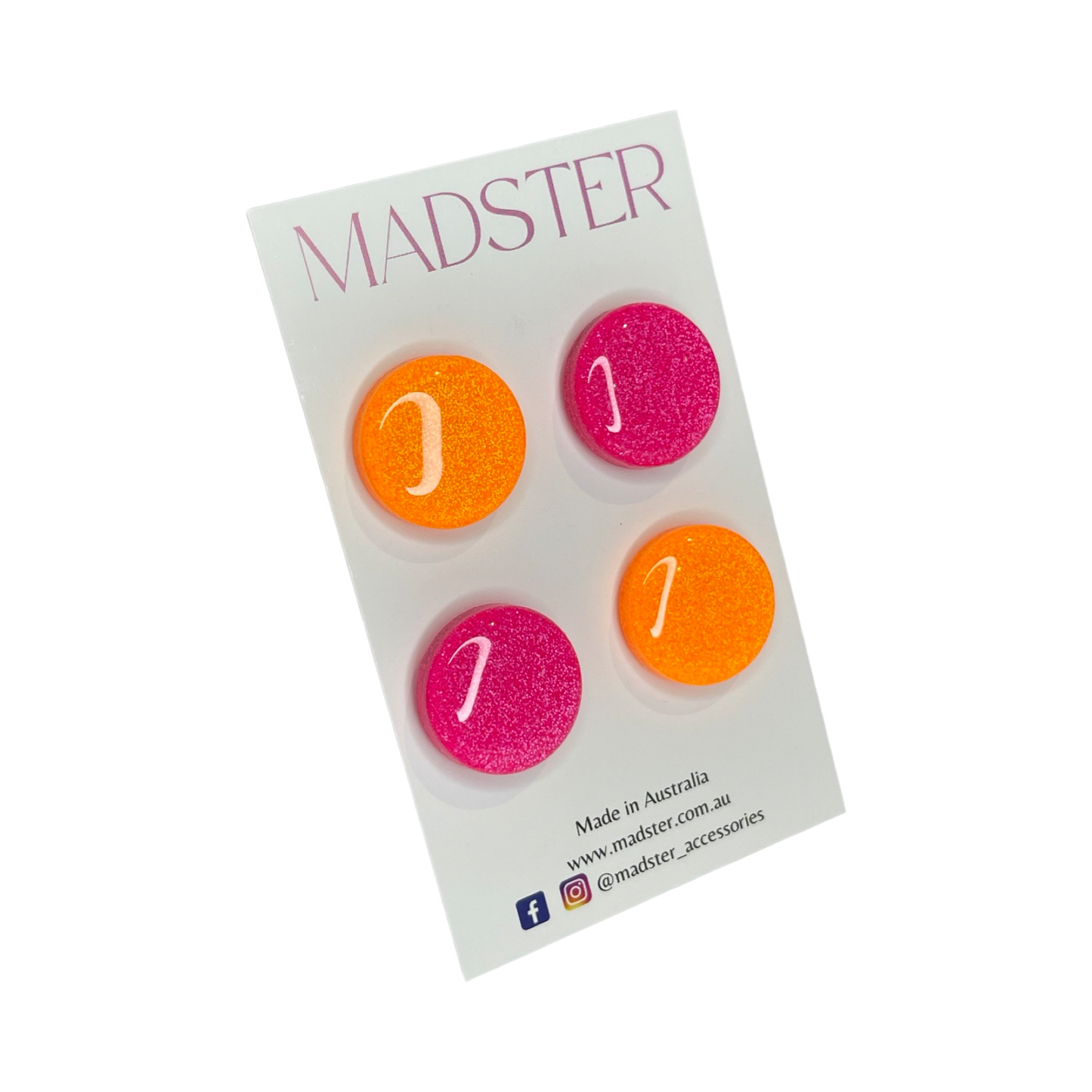 Pink and Orange Studs 20mm (Set of 2)