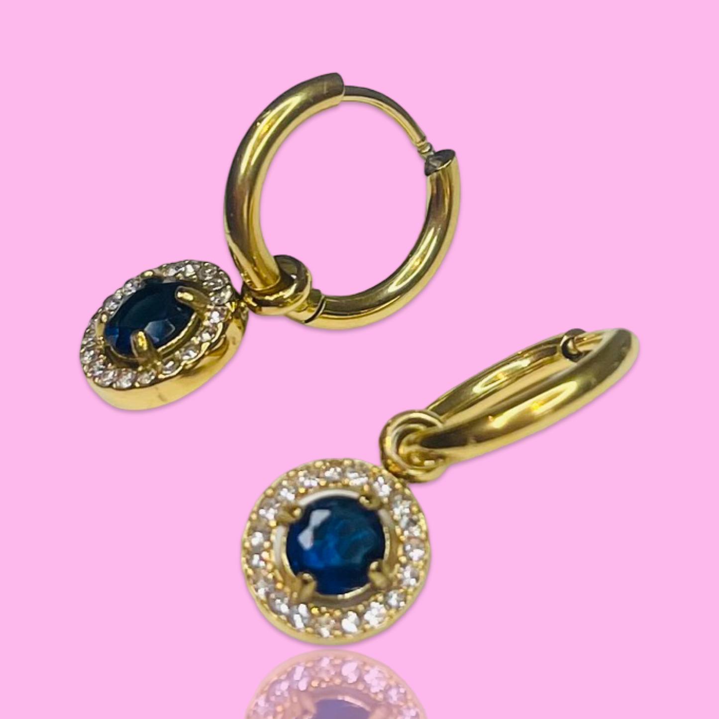 Blue Charm Hoop Earrings