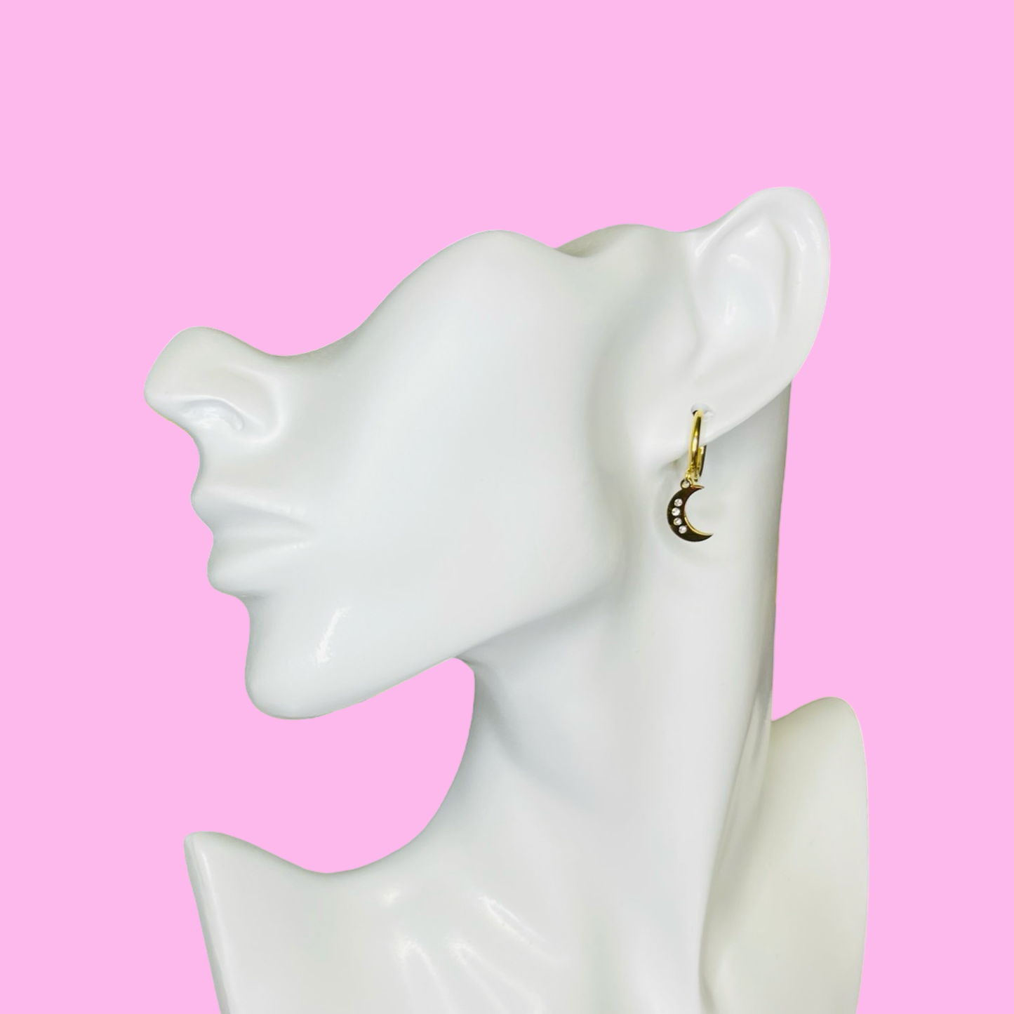 Gold Mini Hoop Star and Moon Earrings