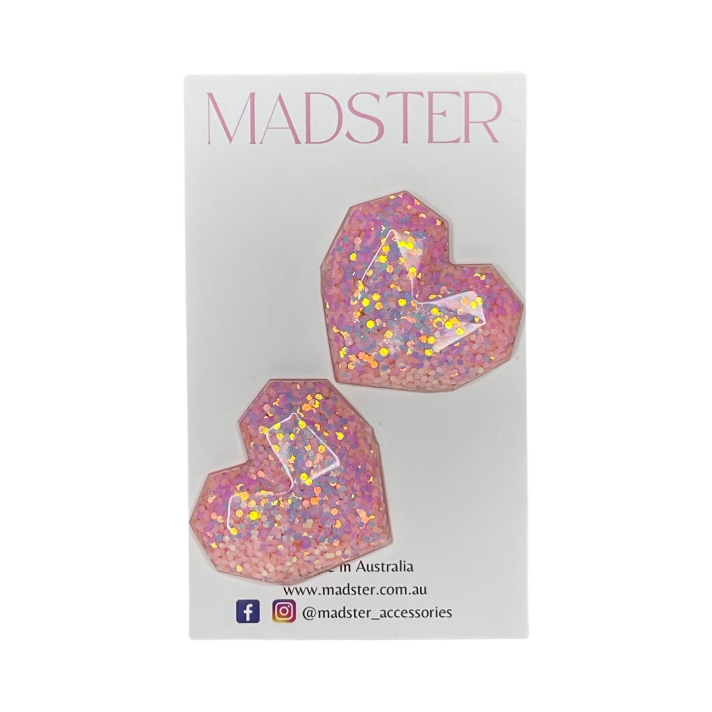 3D Large Heart Studs 35mm