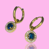 Blue Charm Hoop Earrings