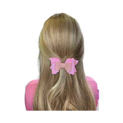 SOPHIA Sparkly Pink MEDIUM Hair Bow