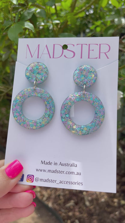 Pastel Green Glitter Hoops