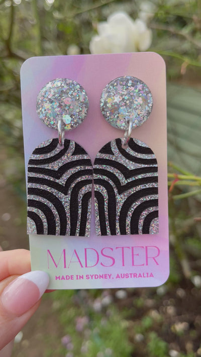 Black White Sparkly Earrings