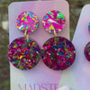 Pink Sparkly Statement Earrings