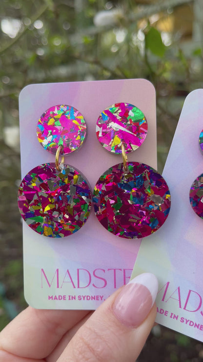 Pink Sparkly Statement Earrings