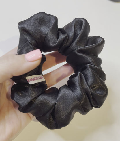 Deluxe Silk Satin Scrunchies  - Black