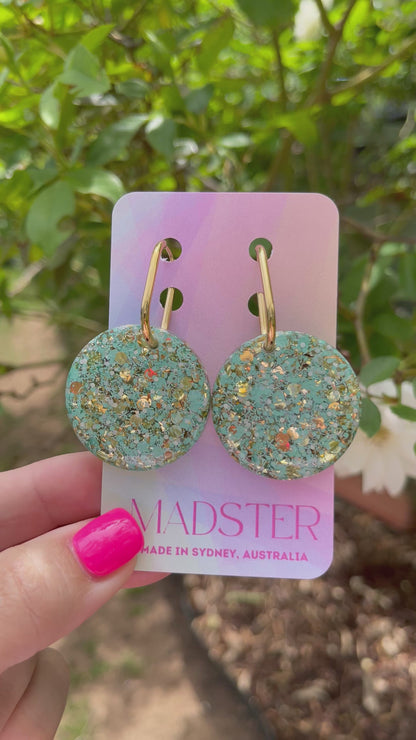 Golden Green Sparkle Huggie Earrings