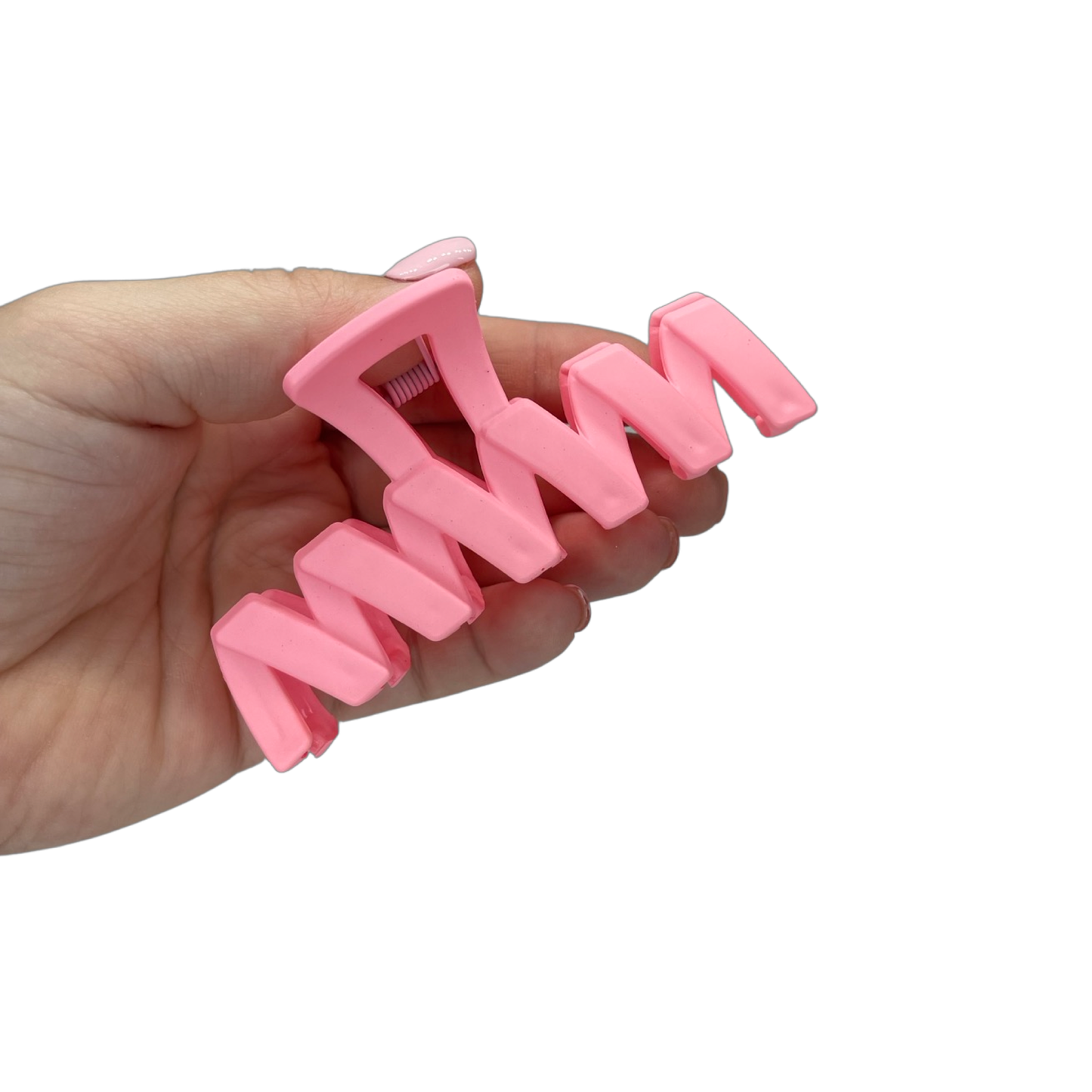 Wavy Hair Claw 10cm - Pastel Pink