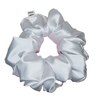 Deluxe Silk Satin Scrunchies  - White