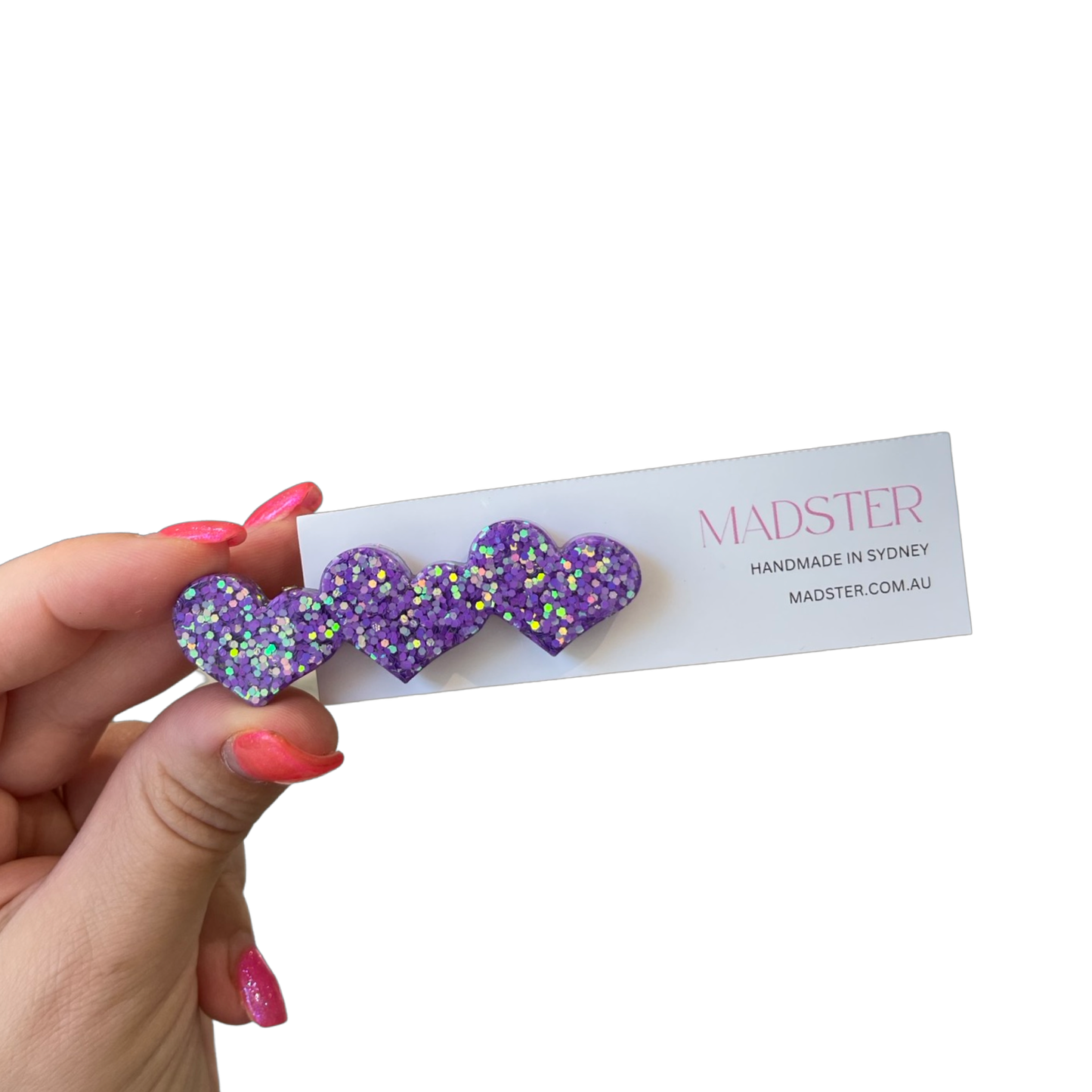 Sparkly Purple Heart Hair Clip