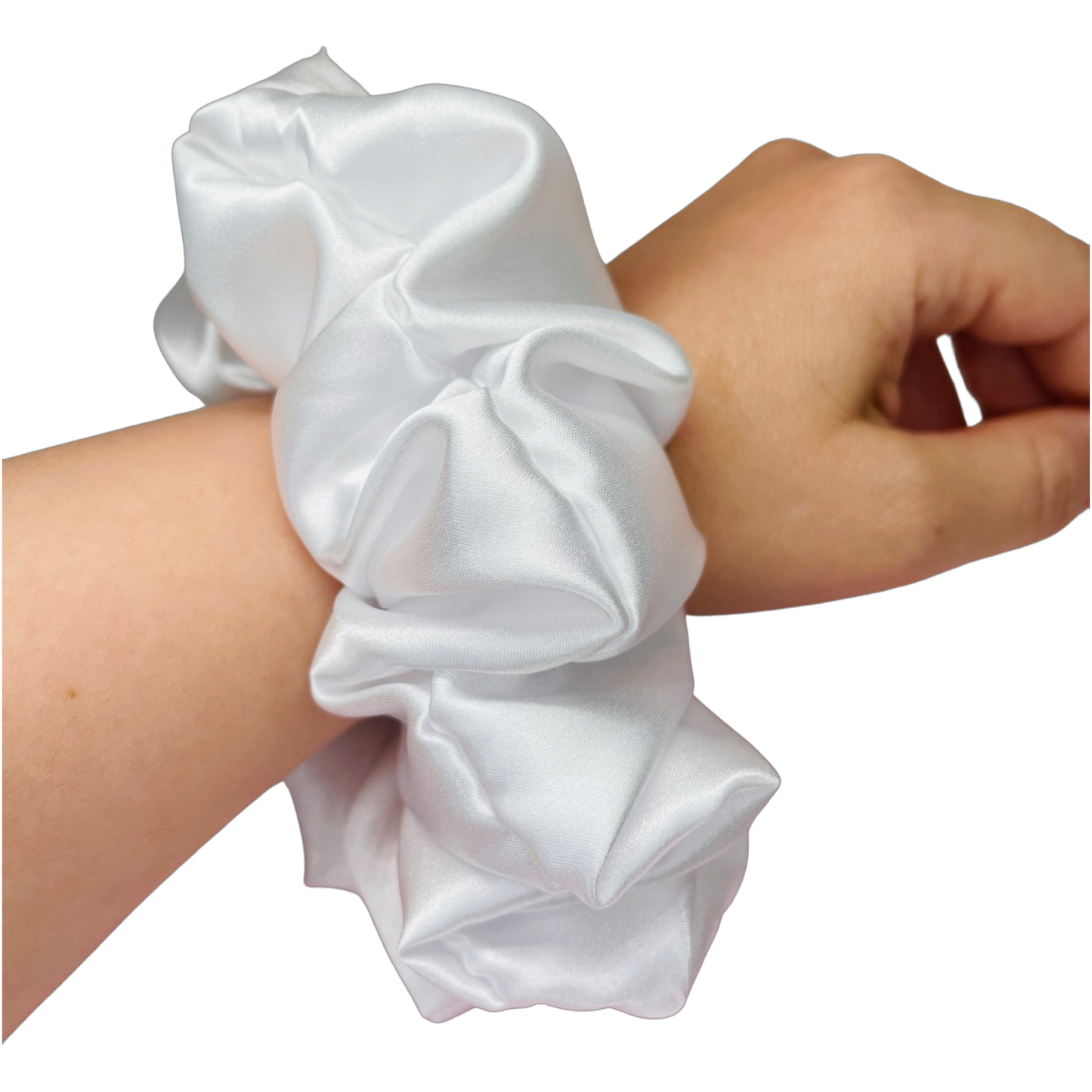 Deluxe Silk Satin Scrunchies  - White