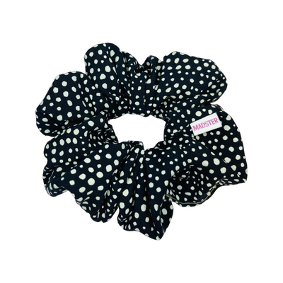 Black with White Dots Scrunchies