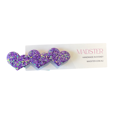 Sparkly Purple Heart Hair Clip